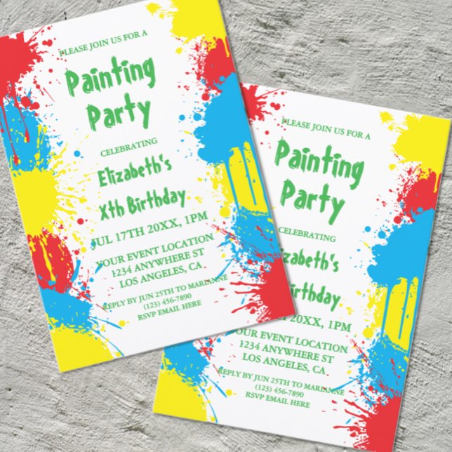 Painting Party Kids Birthday Invitation (Creator Uploaded)