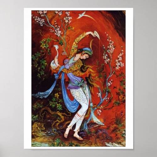 Painting Persian Girl Pouring wine from jug Poster