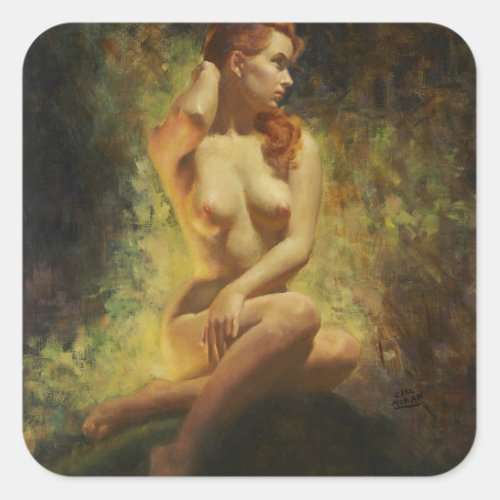 Painting Pin Up Art Square Sticker