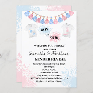 Painting Pink or Blue Gender Reveal Baby Shower Invitation