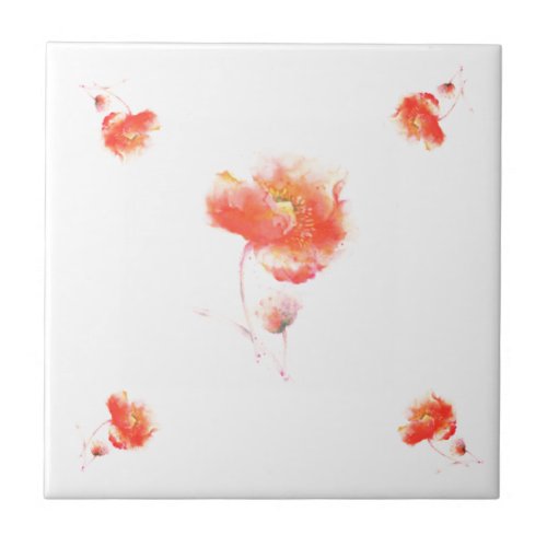 Painting Poppies Ceramic Tile _ Custom Color