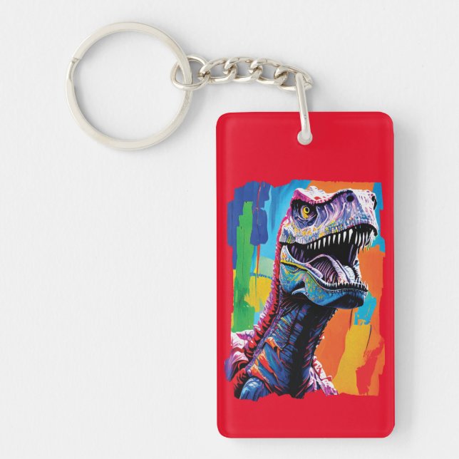 Painting Portrait Of A Tyrannosaurus Rex | T-Rex Keychain (Front)