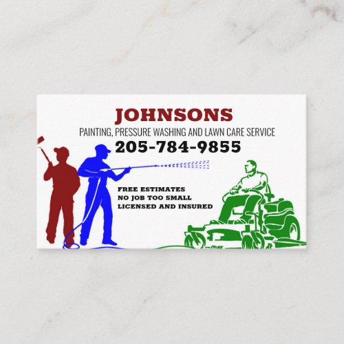 Painting Pressure washing and Lawn Care Business Card
