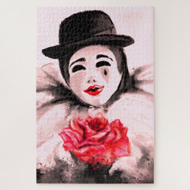 Painting Puzzle Clown with Rose (Vertical)