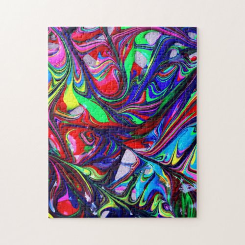Painting Rainbow Swirl Paint Complex Pattern Jigsaw Puzzle
