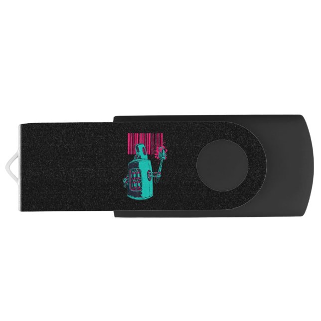 Painting | Robot Spray Painting Grafi Bar Code Flash Drive (Back)