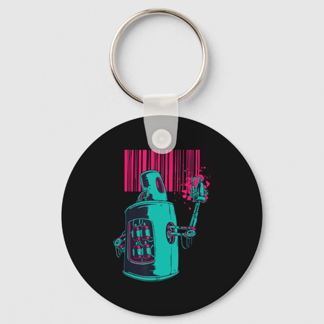 Painting | Robot Spray Painting Grafi Bar Code Keychain (Front)