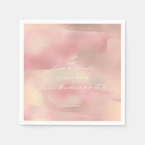 Painting Rose Gold Ombre Blush Copper Custom Name Paper Napkins