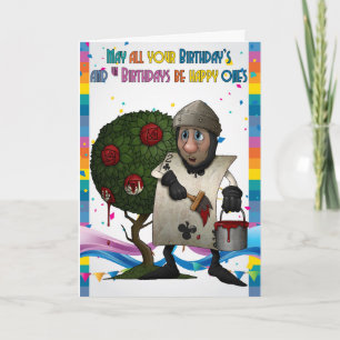 Painting Roses Playing Card, Wonderland Birthday Card