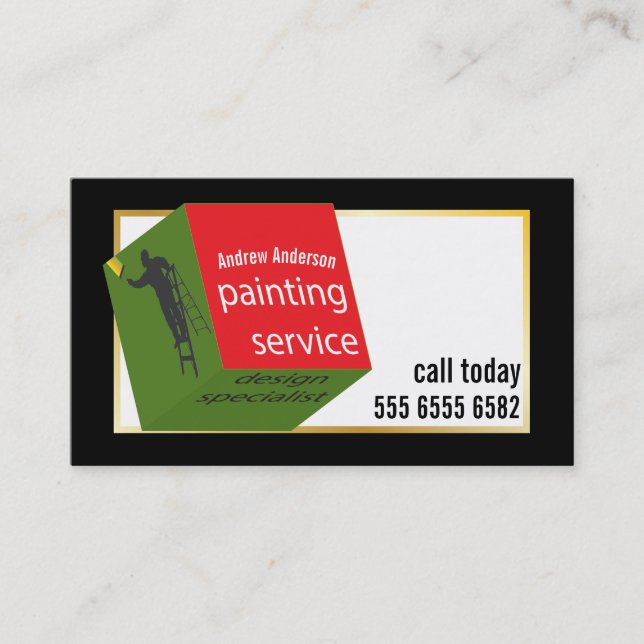 Painting Service Budget Value Colorful New Cube  Business Card (Front)