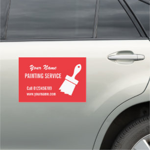 Painting service car magnet with paintbrush logo