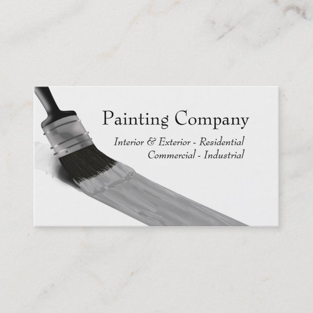 Painting Service Company Brush Gray Business Card (Front)