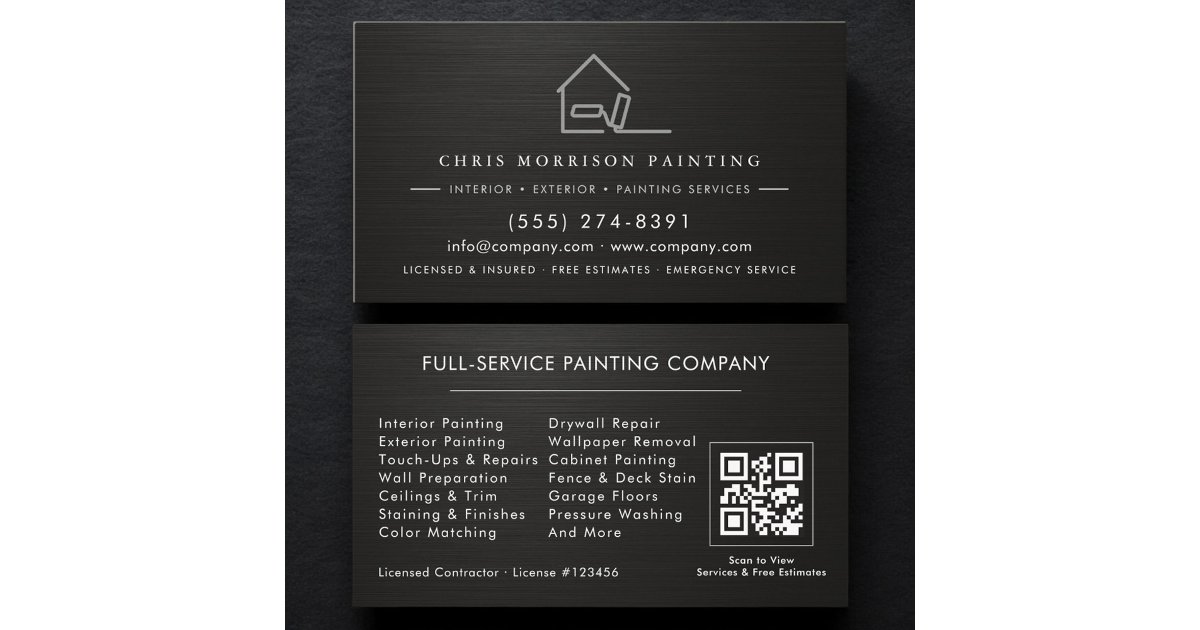 Painting Service Contractor QR Code Business Card | Zazzle