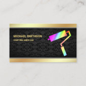 Painting Service Gold Rainbow Paint Roller Painter Business Card (Front)