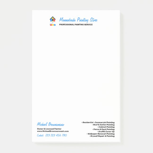 Painting Service Invoice Modern Professional Post-it Notes