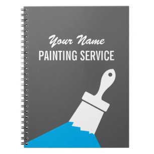 Painting service notebook with paintbrush logo