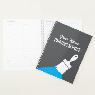 Painting service planner book with paintbrush logo