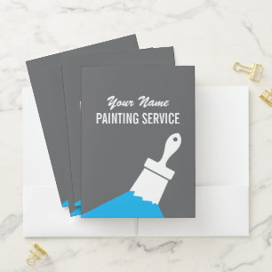 Painting service pocket folder with brush logo