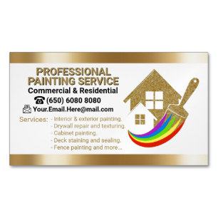 Painting Service Professional Gold House Painter Business Card Magnet