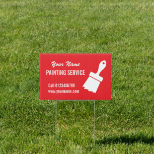 Painting service yard sign with paint brush logo