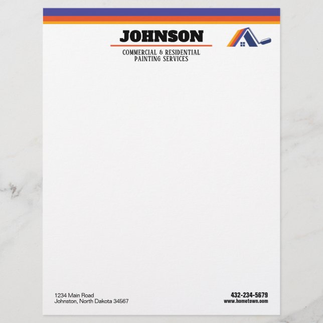 Painting Services Commercial and Residential Letterhead (Front)