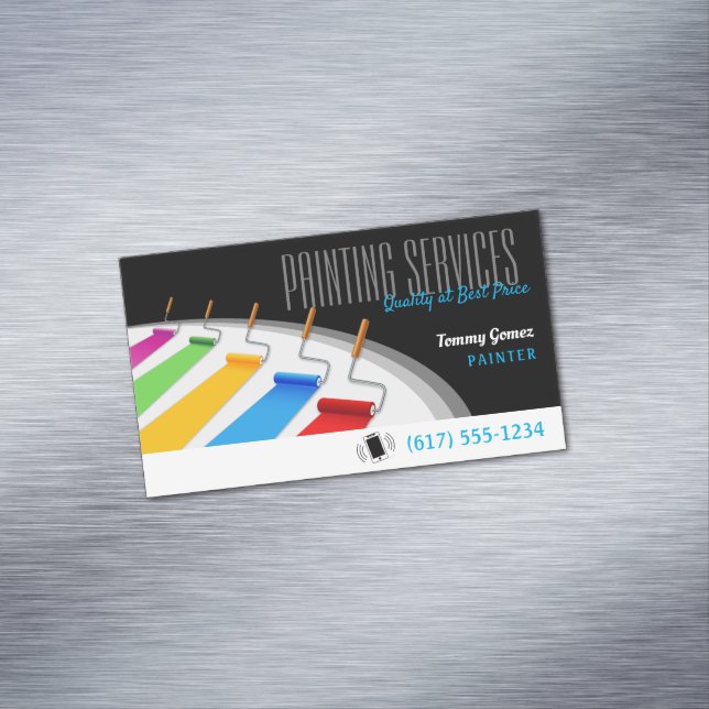 Painting Services | Paint Rollers Business Card Magnet (In Situ)