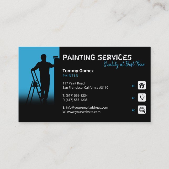 Painting Services | Painter at work Business Card (Front)
