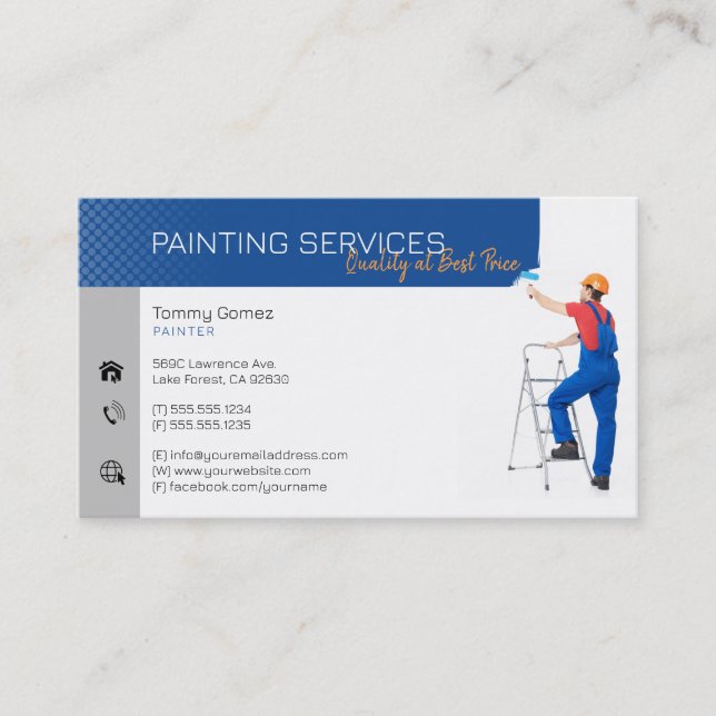 Painting Services | Painter at work Business Card (Front)