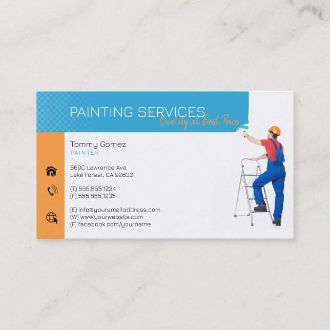 Painting Services | Painter at work Business Card (Front)