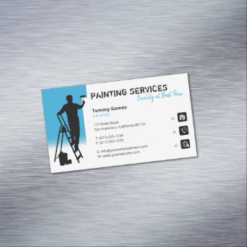 Painting Services | Painter At Work Business Card Magnet by bestcards4u at Zazzle