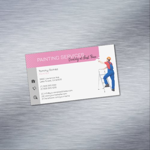 Painting Services  Painter at work Business Card Magnet