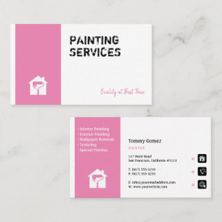 Painting Services | Painter at work Pink Business Card
