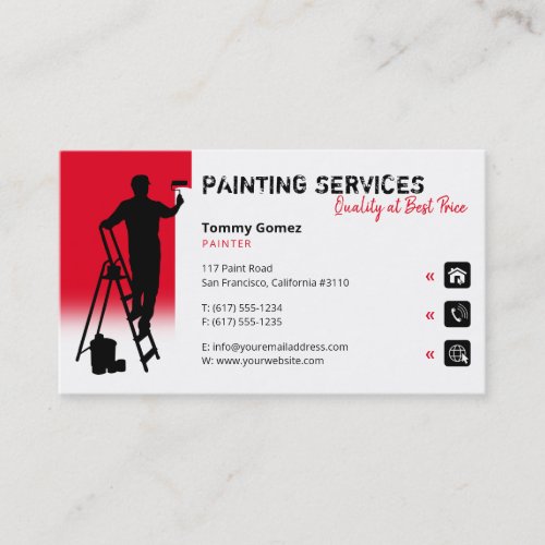 Painting Services  Painter at work Red Business Card