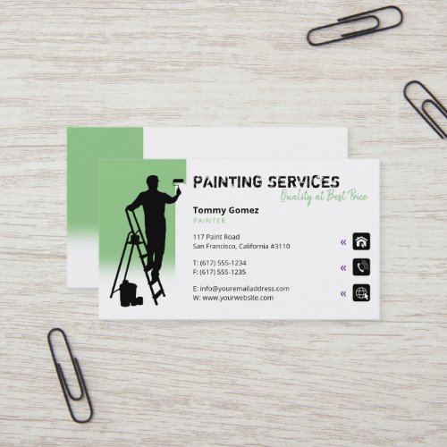 Painting Services  Painter at work sage Business Card