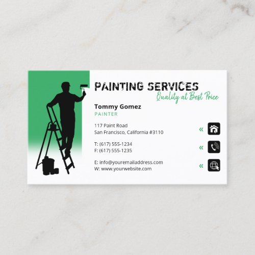 Painting Services  Painter at work sea green Business Card