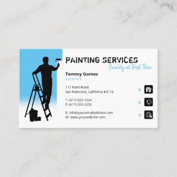 Painting Services | Painter At Work Sky Blue Business Card by bestcards4u at Zazzle