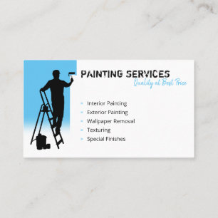 Painting Services Painter at work sky blue Business Card
