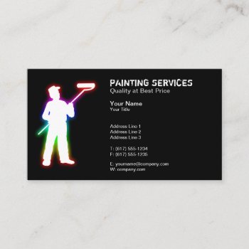 Painting Services | Painters Black Business Card by bestcards4u at Zazzle