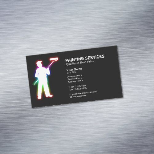 Painting Services  Painters Black Business Card Magnet