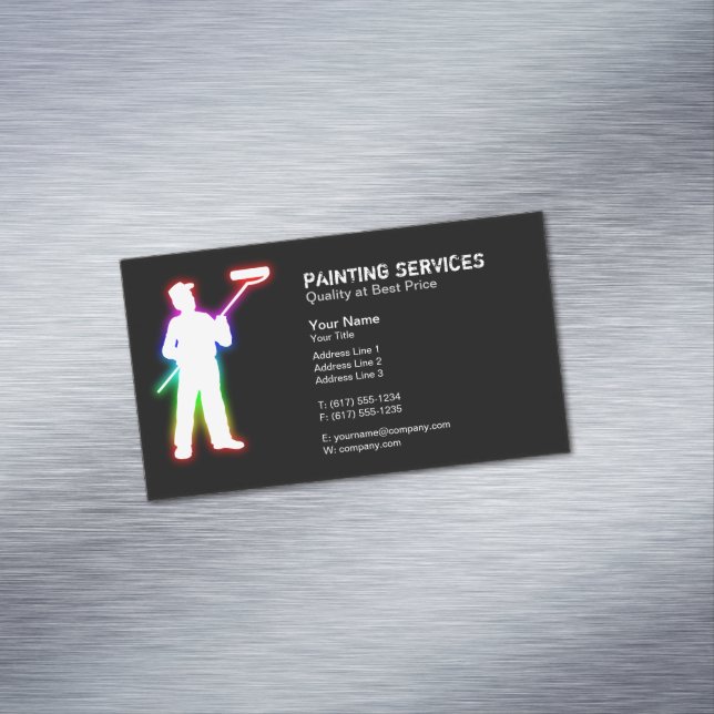 Painting Services | Painters Black Business Card Magnet (In Situ)