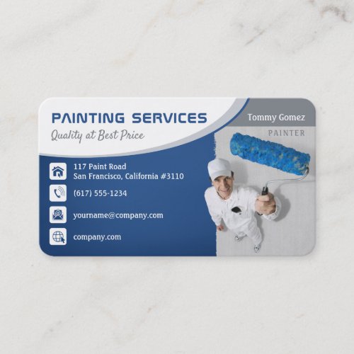 Painting Services  Quality Blue Business Card