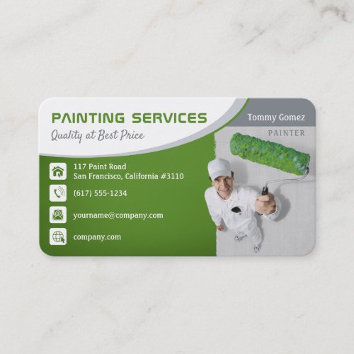 Painting Services  Quality Green Business Card