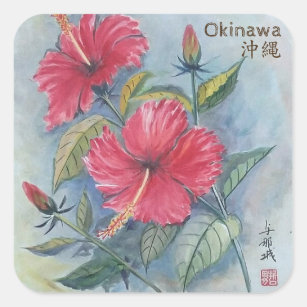 Painting Sticker Hibiscus, Okinawa, Japan