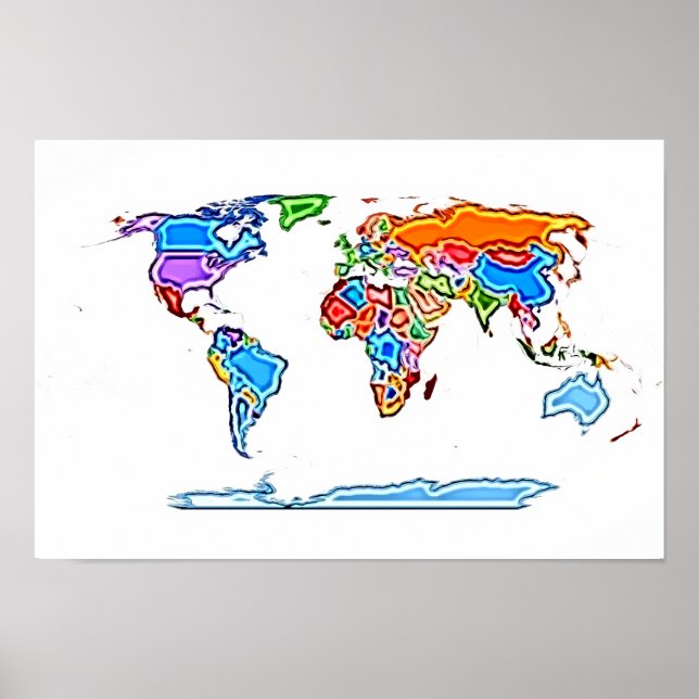 Painting Style Colored World Map Poster (Front)