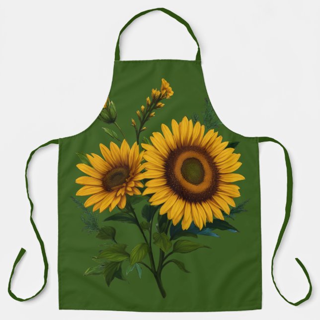Painting Sunflower Any Color Background Apron (Front)