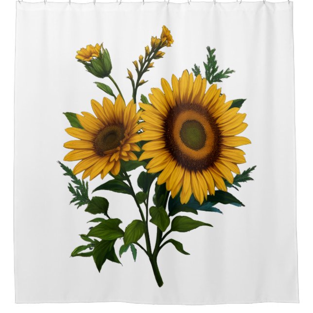 Painting Sunflower Any Color Background Shower Curtain (Front)
