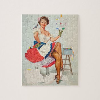 Painting The Birdcage Pin Up Art Jigsaw Puzzle by Pin_Up_Art at Zazzle