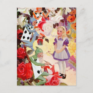 PAINTING THE QUEEN OF HEART'S ROSES RED POSTCARD