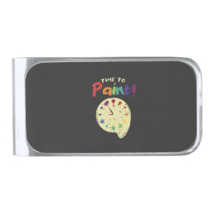 Painting - Time To Paint - Gift Silver Finish Money Clip