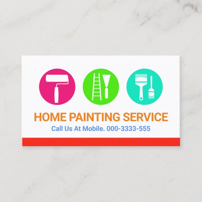 Painting Tool Brush Neon Colors Business Card (Front)